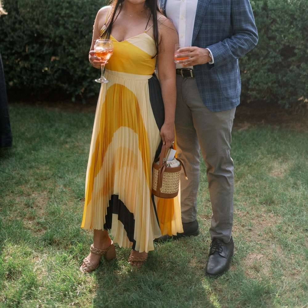 Mango Yellow and Black Midi Dress